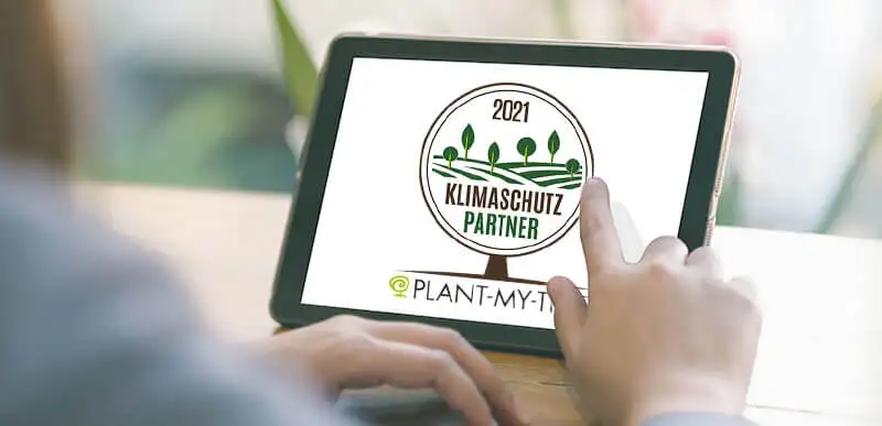 Klimaschutzbild auf Tablet